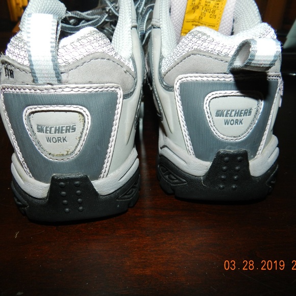 Woman's Sketchers Work Grey/Pink Steel Toe Sho - Picture 3 of 6